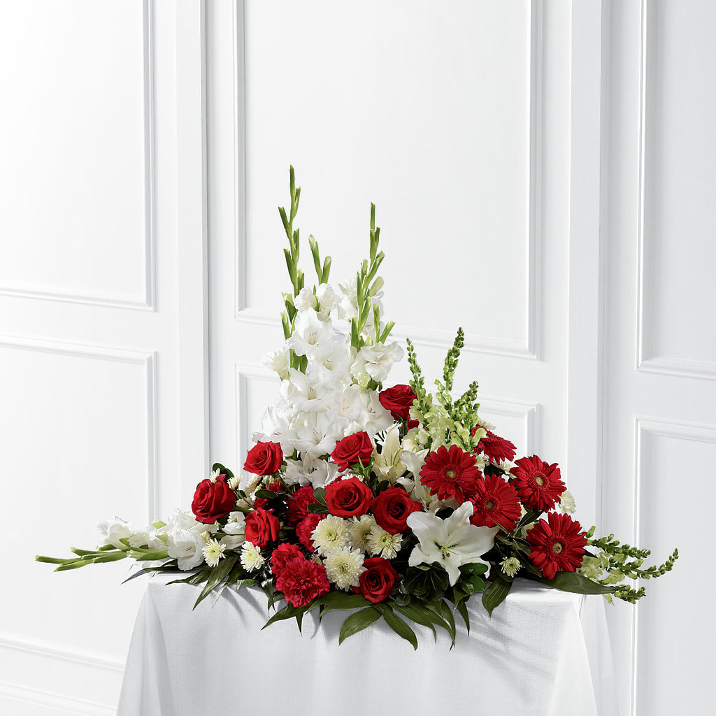 Crimson & White Arrangement – Alachua Flowers, Alachua FL