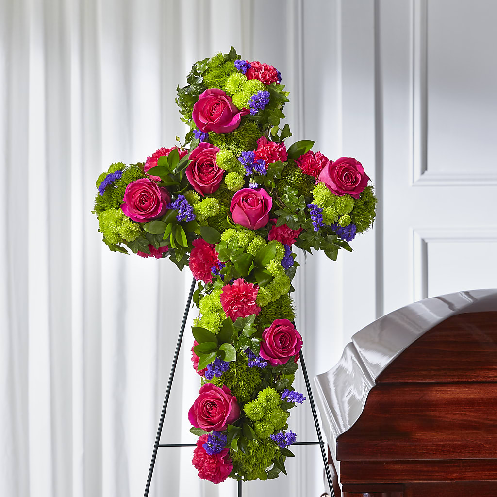 Tribute Rose Floral Cross – Alachua Flowers, Alachua FL