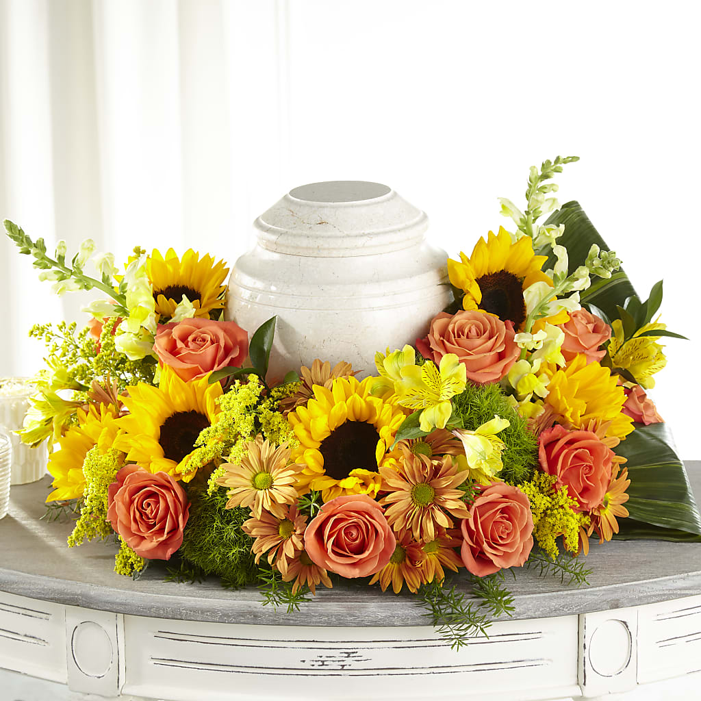 Faithful Sunflower Cremation Adornment – Alachua Flowers, Alachua FL
