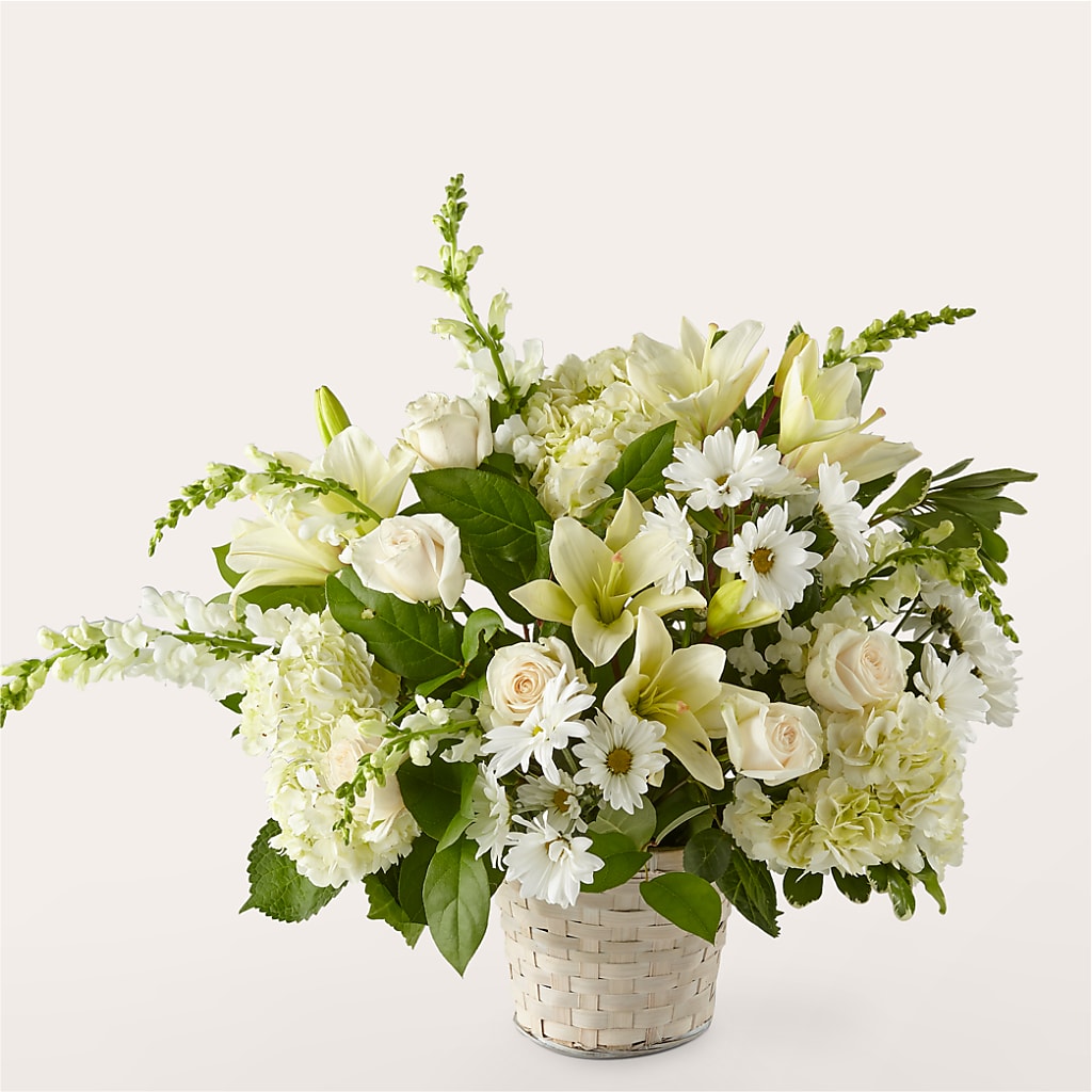 Ivory Elegance Floral Basket – Alachua Flowers, Alachua FL