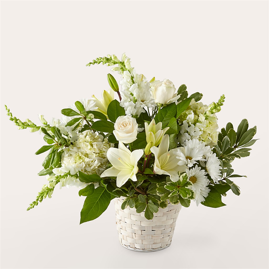 Ivory Elegance Floral Basket – Alachua Flowers, Alachua FL