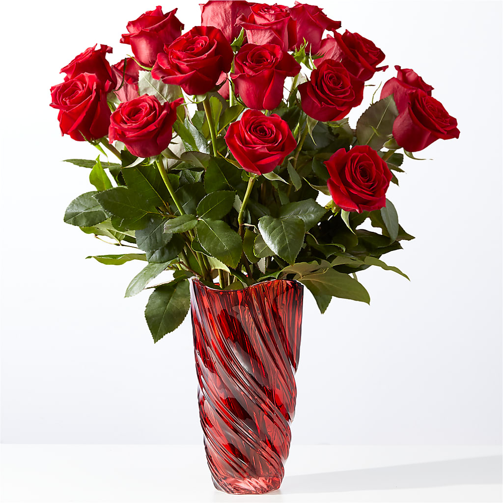 Classic Love Red Rose Bouquet with Luxe Swirl Vase – Alachua Flowers, Alachua FL