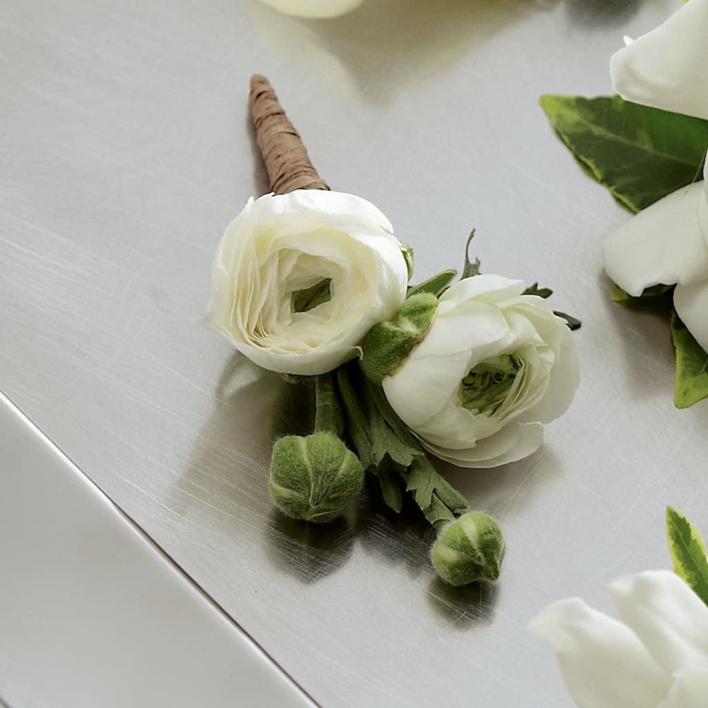 White Ranunculus Boutonniere – Alachua Flowers, Alachua FL