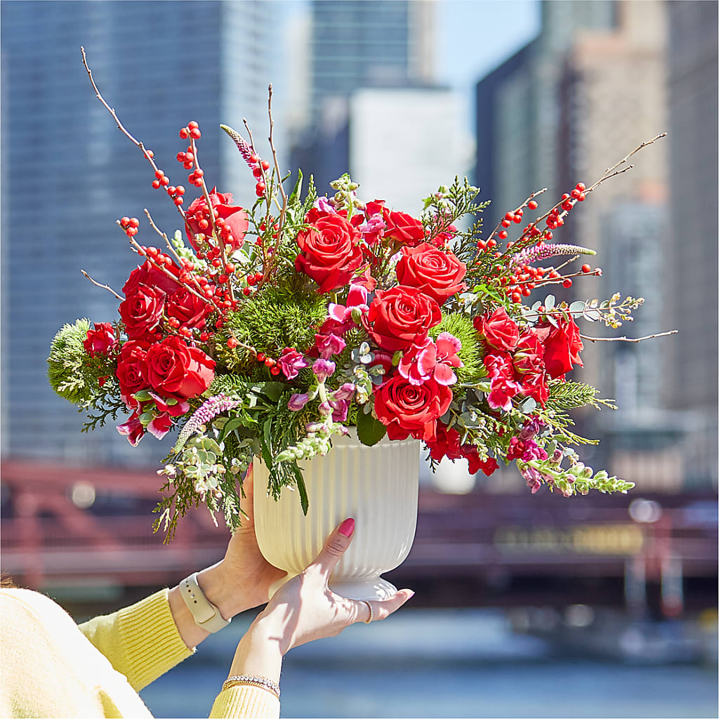 Big Red Bow Bouquet –  Alachua Flowers, Alachua FL