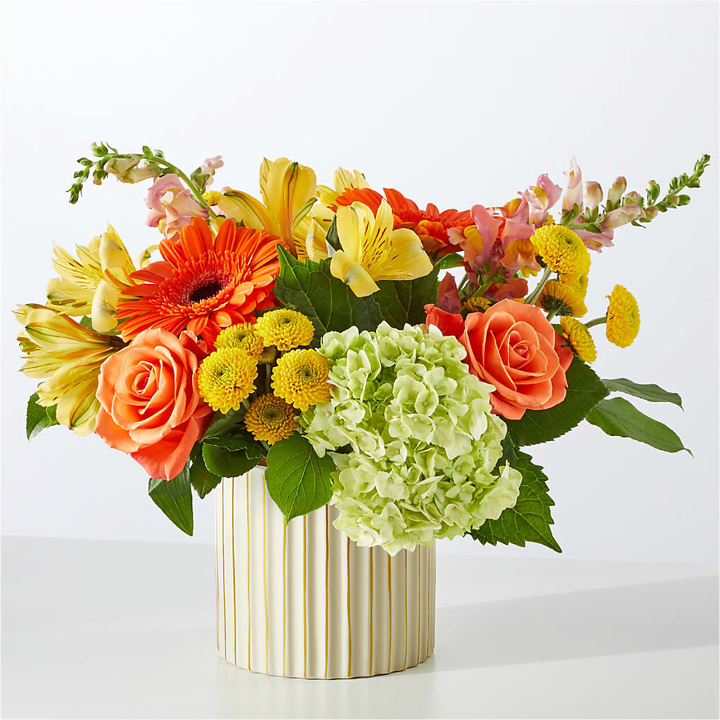 Autumn Sunshine Bouquet with Ivory Vase –  Alachua Flowers, Alachua FL