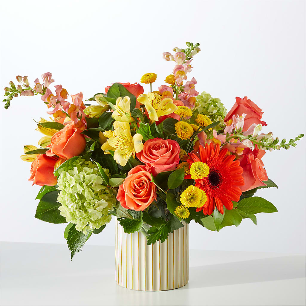 Autumn Sunshine Bouquet with Ivory Vase –  Alachua Flowers, Alachua FL