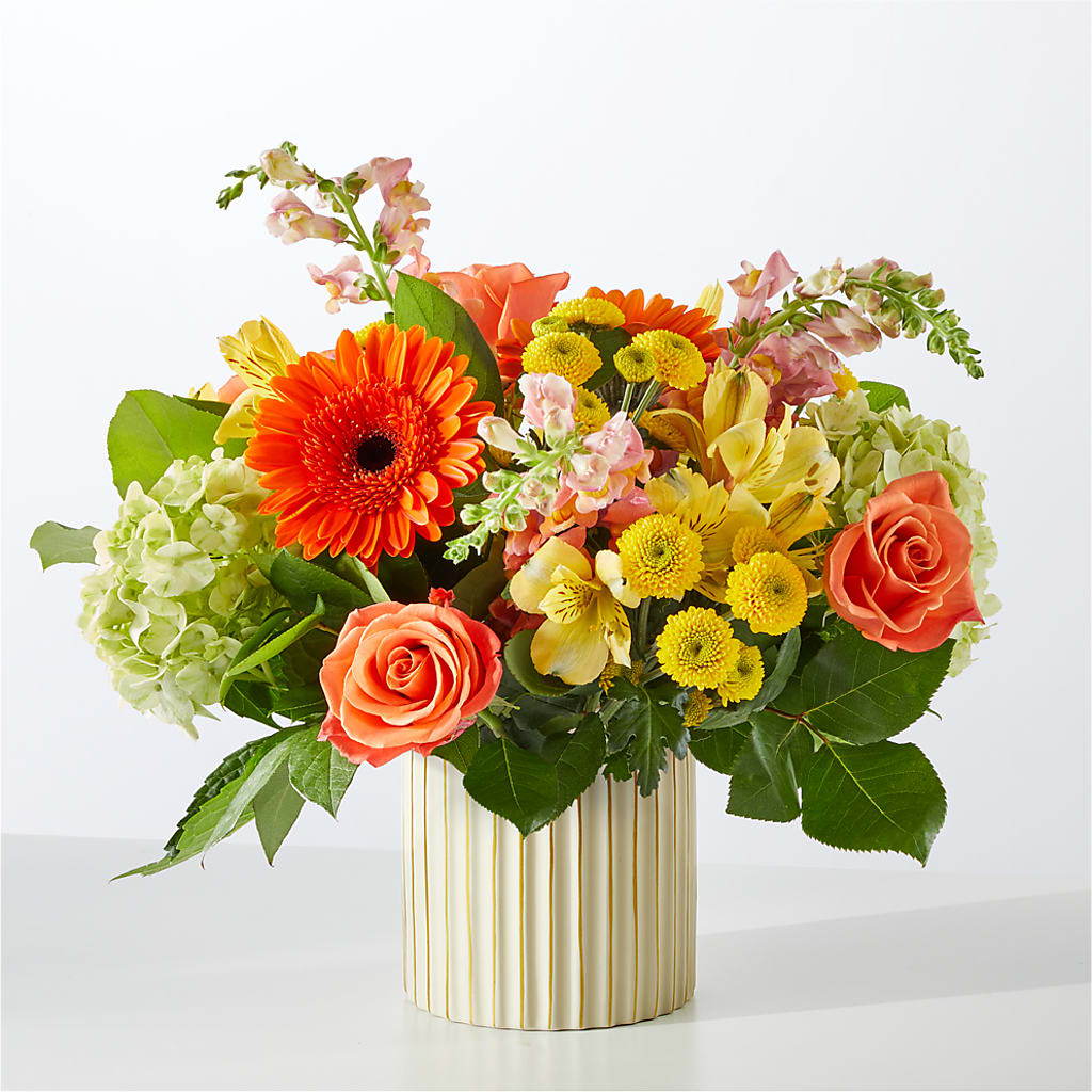 Autumn Sunshine Bouquet with Ivory Vase –  Alachua Flowers, Alachua FL