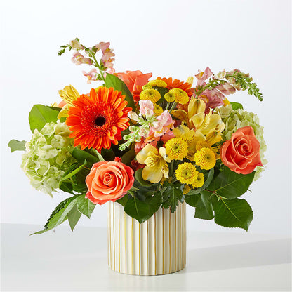 Autumn Sunshine Bouquet with Ivory Vase –  Alachua Flowers, Alachua FL
