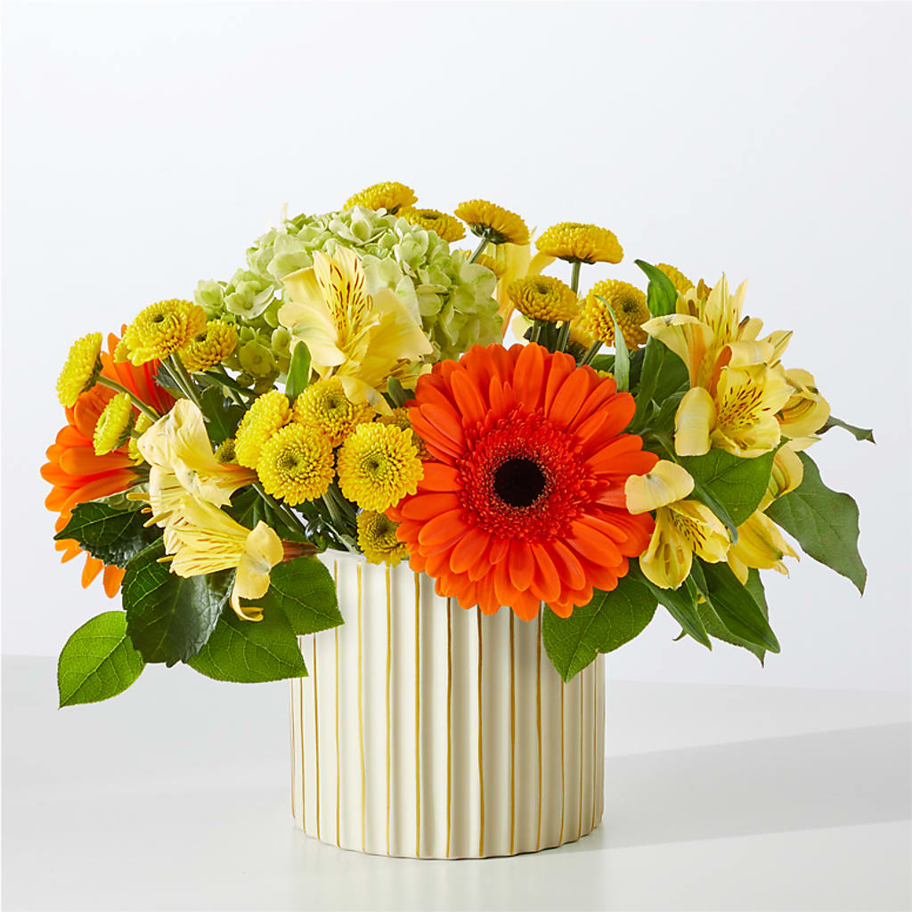 Autumn Sunshine Bouquet with Ivory Vase –  Alachua Flowers, Alachua FL